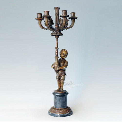 鸿鑫雕塑铜欧式客厅人物蜡台摆件