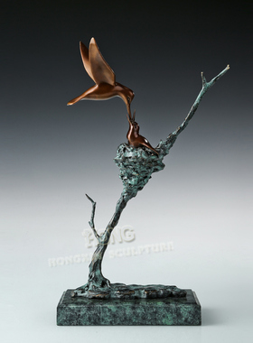 鸿鑫铜雕塑工艺品斑斓彩动物摆件