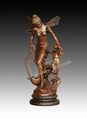 鸿鑫雕塑黄铜欧式人物工艺品摆件