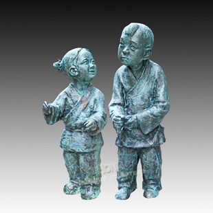 铜雕童男童女LS228工艺品大型人物酒店别墅花园户外落地摆件包邮