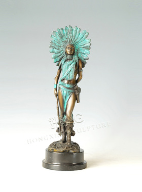 印第安女首领摆件鸿鑫雕塑铜摆件