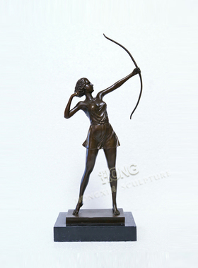 铜雕塑拉弓少女EPA313欧式人物工艺饰品酒店客厅书房家居桌面摆件