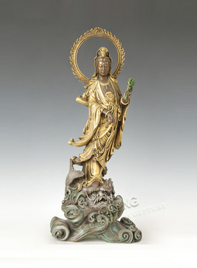 铜雕塑观音菩萨像FX002002J工艺品客厅书房玄关中式家居桌面摆件