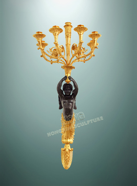 鸿鑫铜雕欧式工艺小天使烛台壁挂