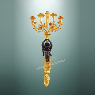 铜雕小天使七头烛台壁挂CH070酒店办公室客厅书房家居欧式工艺品