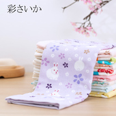 纯棉吸水洗澡纱布毛圈小手帕速干 日式 夕才儿美术馆 彩樱花兔方巾
