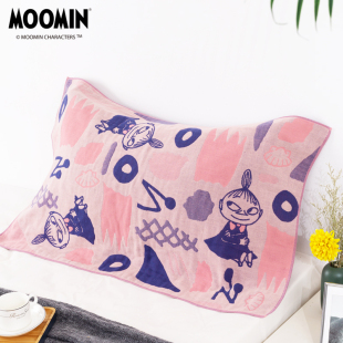 夕才儿美术馆MOOMIN姆明纯棉枕巾纱布毛圈成人单双人情侣款 一枚装