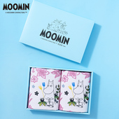 夕才儿美术馆姆明MOOMIN高档纯棉毛巾面巾2条装 节日送人礼品 礼盒