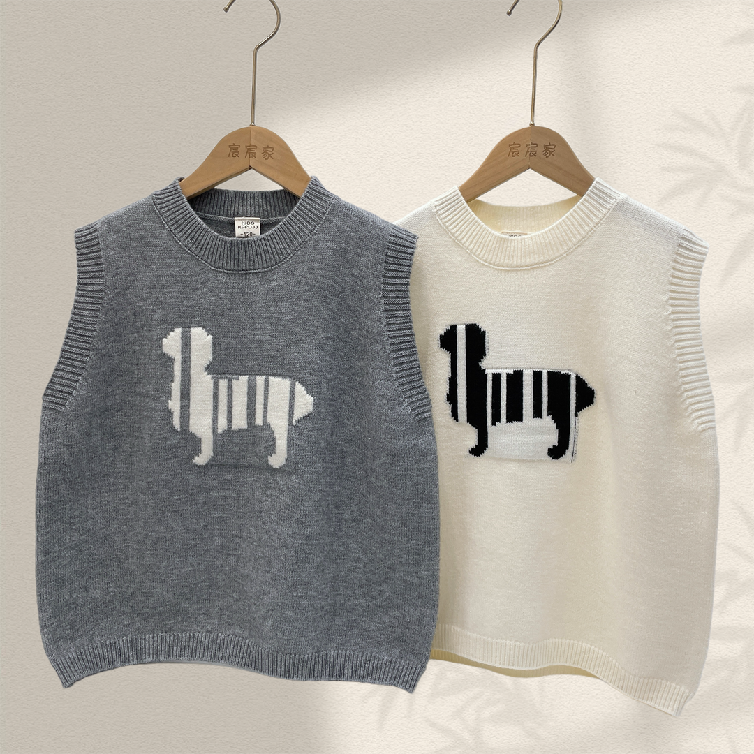 卡芙恰恰圆领针织衫背心马甲