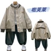 啦芙莱2024冬男童女童夹棉棒球服夹克外套中大童薄棉休闲上衣7639