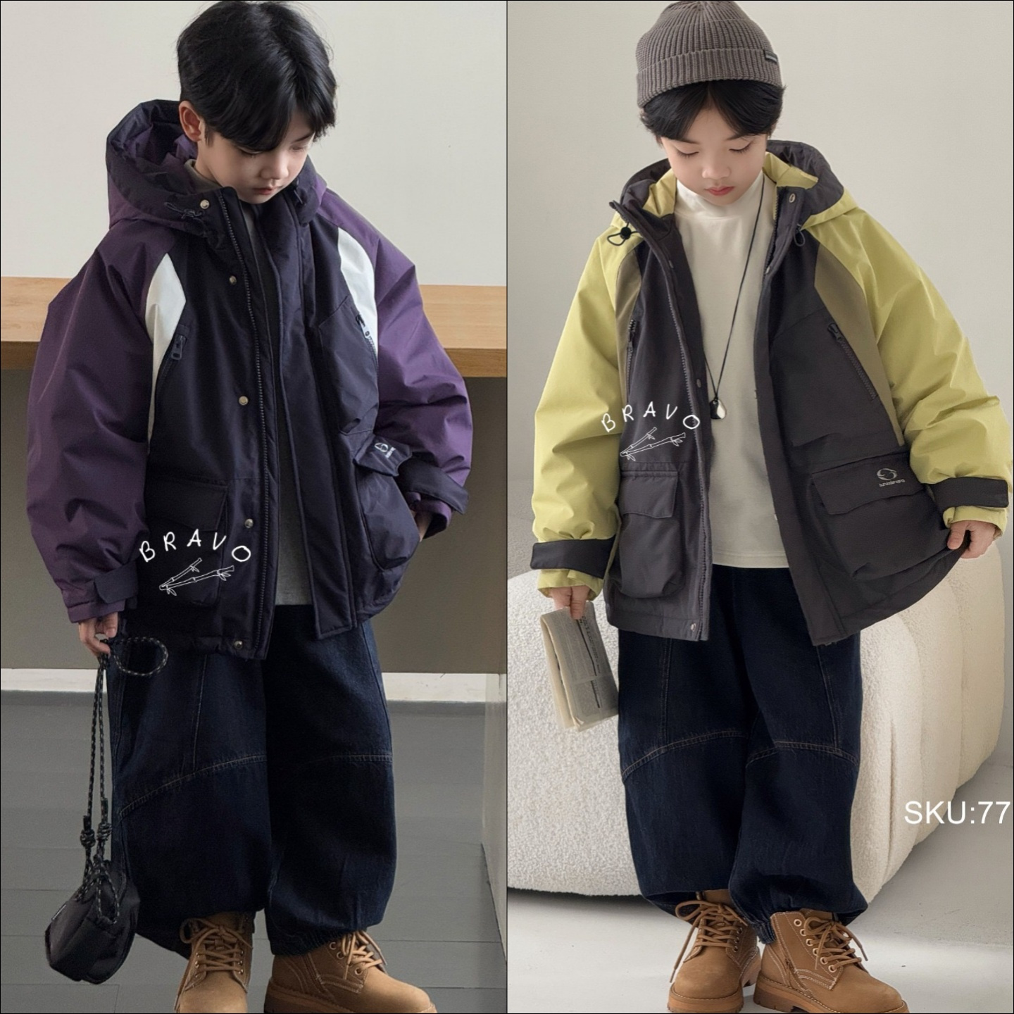 布芮欧童装男童撞色棉服冲锋衣