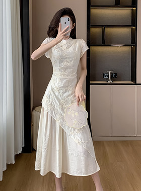 EIA一尧皎皎玉兰新中式国风连衣裙裙子2025新款女夏刺绣改良旗袍