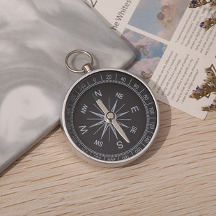铝合金金属 口袋指南指北针 44mm带钥匙扣便携中英文款 促销礼品