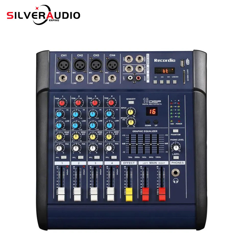 专业6路调音台带功放的数字音频调音台 KTV会议多通道蓝牙调音台