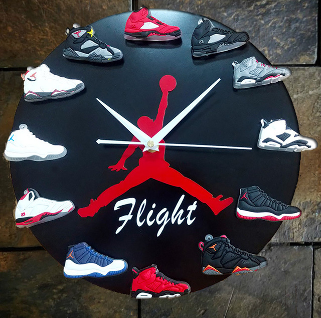 网络爆款aj时钟篮球3d立体鞋模aj1-12代挂钟黑白色小鞋子钟