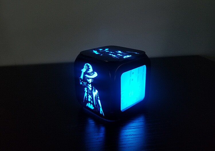 卡通动漫海贼王高飞3D立体小闹钟LED小夜灯电子钟床头气氛灯