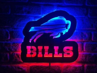 跨境爆款 布法罗比尔队装饰夜灯创意发光壁灯橄榄球霓虹灯led灯