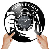 跨境爆款 饰创意挂钟 Clock摄影照相机装 黑胶唱片挂钟Vinyl Wall