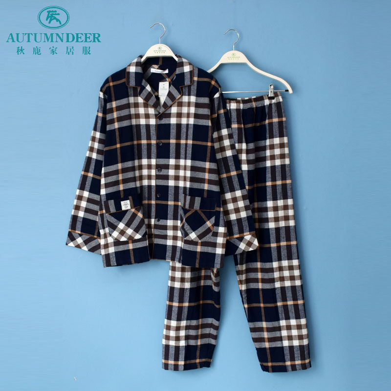 秋鹿睡衣专柜正品新品秋冬季男士梭织纯棉磨毛格子长袖家居服套装,女士内衣/男士内衣/家居服,睡衣/家居服套装,淘宝优惠券,粉丝福利购,淘宝优惠卷