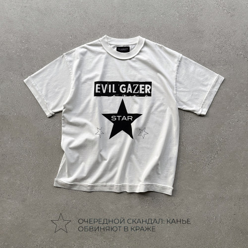 EVIL GAZER 五角星星摇滚朋克风印花宽松短袖T恤