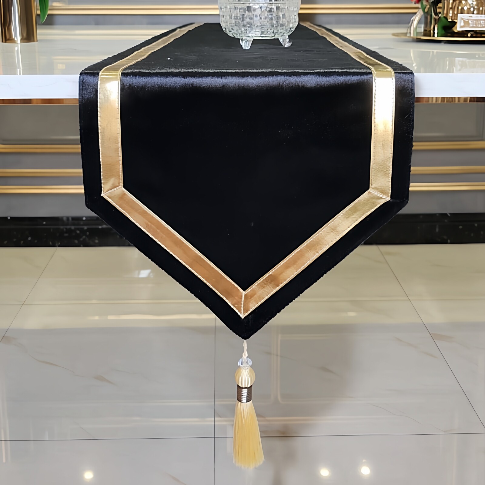 现代轻奢高级感金丝绒桌旗客厅茶几餐桌电视柜盖布桌布床尾旗定制