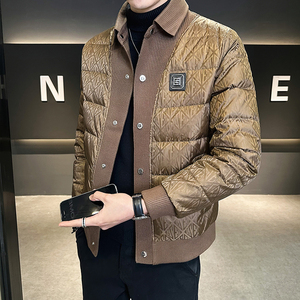 冬季简欧精神小伙夹克羽绒服90%白鸭衬衫领翻领厚外套卡Y9185P280图片