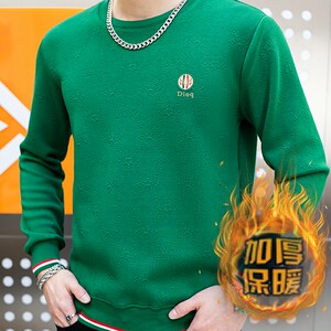 冬季长袖男欧版大码卫衣套头日系立体印花圆脸品牌卡9739加绒P50图片
