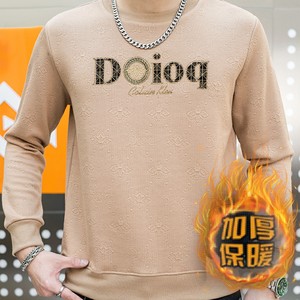冬季长袖男欧版大码卫衣套头高定立体印花圆脸品牌黑9738加绒P50图片