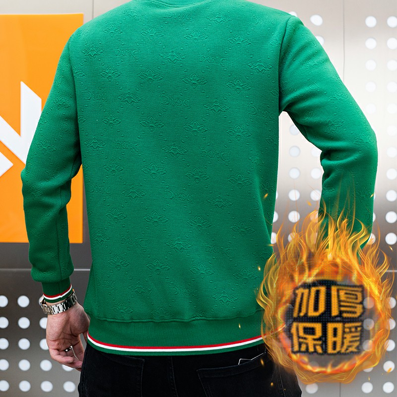 冬季长袖男欧版大码卫衣套头日系立体印花圆脸品牌白9739加绒P50,男装卫衣,星座1207