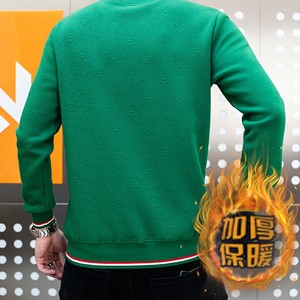 冬季长袖男欧版大码卫衣套头日系立体印花圆脸品牌白9739加绒P50图片