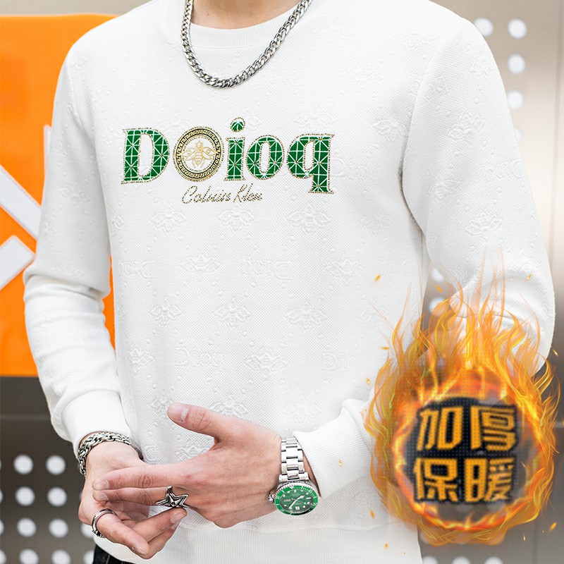冬季长袖男欧版大码卫衣套头高定立体印花圆脸品牌黑9738加绒P50,男装卫衣,星座1207