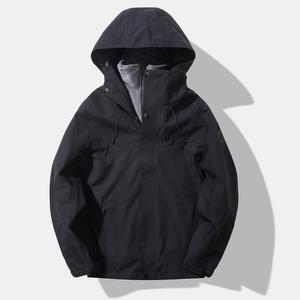 加绒加厚夹克风衣白底牛津拼带帽羽绒棉三合一超冲锋衣红9857P150图片
