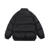 得物可二开新标鸭绒中性潮牌阔版袋口印花立领羽绒服黑9171P280，男装羽绒服，星座1207