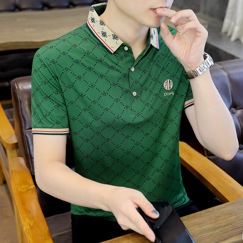 夏季棉短袖半袖Polo衫翻领t恤男冰丝时尚休闲商务五分袖灰8519P47,男装Polo衫,星座1207