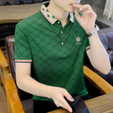夏季棉短袖半袖Polo衫翻领t恤男冰丝时尚休闲商务五分袖灰8519P47，男装Polo衫，星座1207