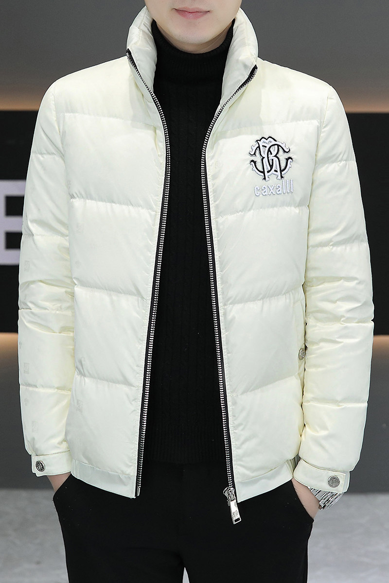 冬季简欧羽绒服暗花刺绣亮面90%白鸭商务立领厚外套Y9181P280,男装羽绒服,星座1207