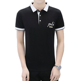 夏季短袖棉POLO衫男衬衫领扣子翻领T恤英文商务韩版休闲灰8535P26，男装Polo衫，星座1207