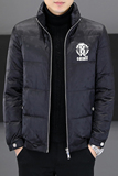冬简欧羽绒服暗花刺绣亮面90%白鸭商务立领厚外套黑Y9181P280，男装羽绒服，星座1207