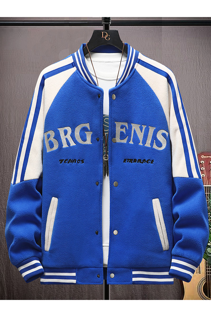 高质量直播颗粒绒拼接日系棒球服男夹克外套风衣棉服蓝色9823P75,男装夹克,星座1207