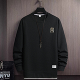 华夫格长袖N刺绣圆领套头宽松偏大直播卫衣男纯色卡其9721P23，男装卫衣，星座1207