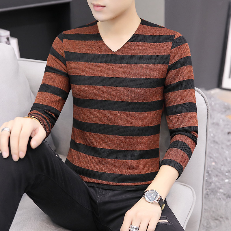 常年款长袖t恤男韩版男修身卫衣男大码网格纱打底衫上衣蓝K33P22,男装T恤,星座1207