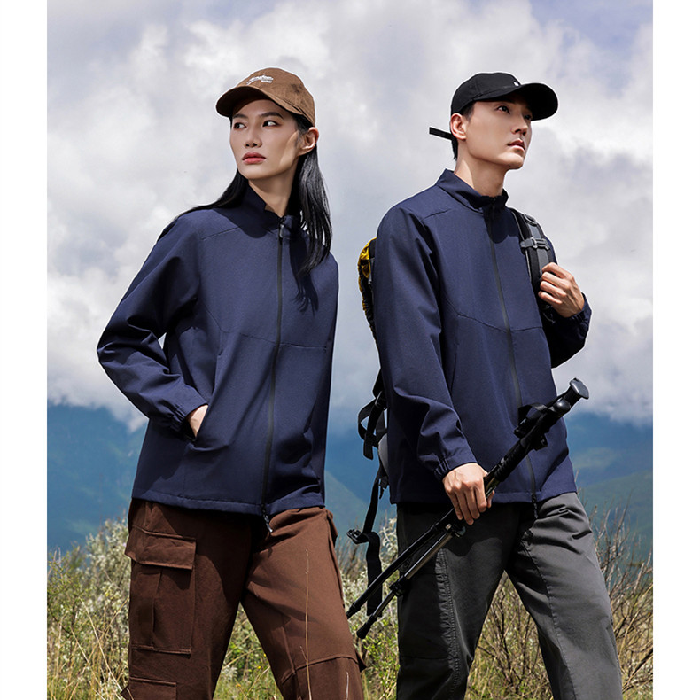 秋冬外套防风防水雨夹克小牛登山立领单冲薄款冲锋衣藏青9851P65图片