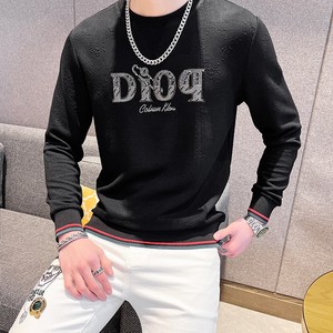 长袖男欧版大码卫衣精品商务烫钻直播套头休闲圆领商务白9751P45图片