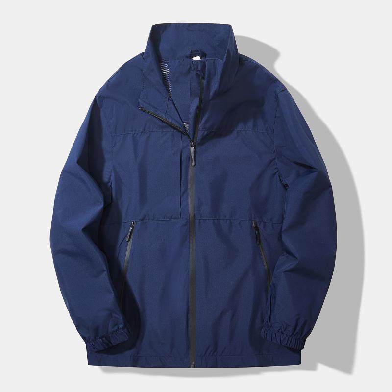 秋冬外套防风防水夹克150D机械弹立领单冲薄款冲锋衣藏青9850P55，男装夹克，星座1207