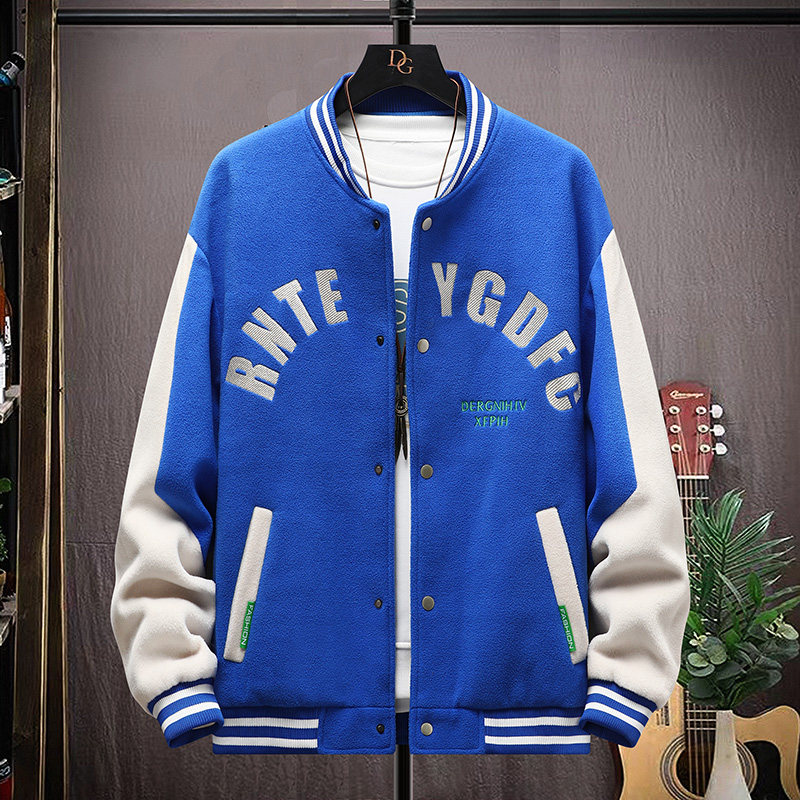 高质量直播颗粒绒拼接日系棒球服男夹克外套风衣棉服绿色9825P75,男装夹克,星座1207