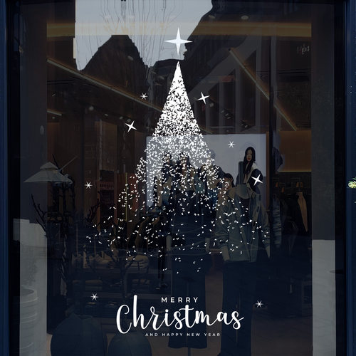 圣诞节装饰氛围布置玻璃贴纸