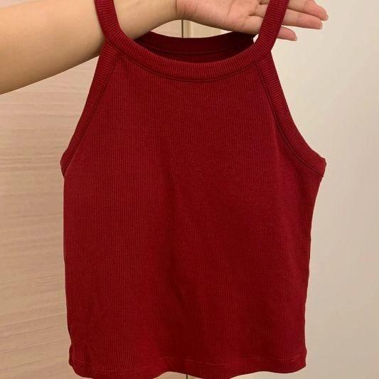 女童无袖背心吊带夏季2025新款红色女宝夏装复古红短款上衣儿童装