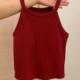 上衣儿童装 女童无袖 红色女宝夏装 复古红短款 背心吊带夏季 2025新款