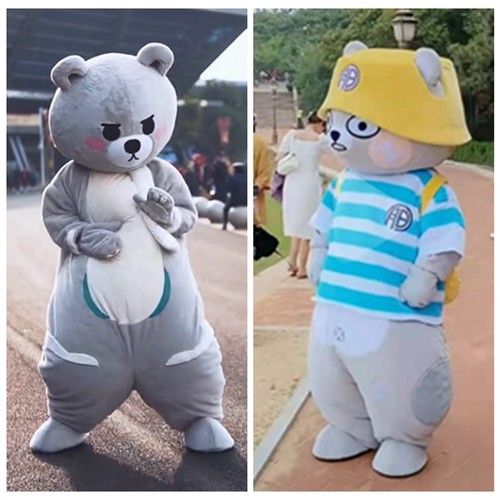 网红牵然熊人偶服装跳舞开心小熊