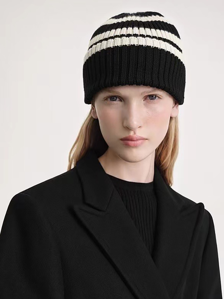 7 未尖货！羊毛条纹毛线针织帽子女保暖百搭小众套头帽情侣款冬季